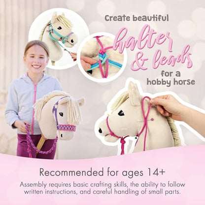 kullaloo DIY Hobby Horse Halter Kit & Tack Accessories ✦ Make Stick Horse Head Collars, Rope Halters & Reins ✦ Includes Digital Instructions (PDF) ✦ Teal/Mustard ✦ Aqua/Pink - color: Halter aqua / pink