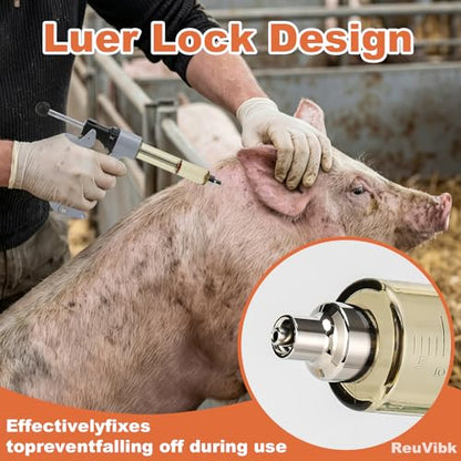 25ml Semi-Auto Repeating Livestock Syringe Gun, 5 Dose Settings - color: Silver Gray25ML-B