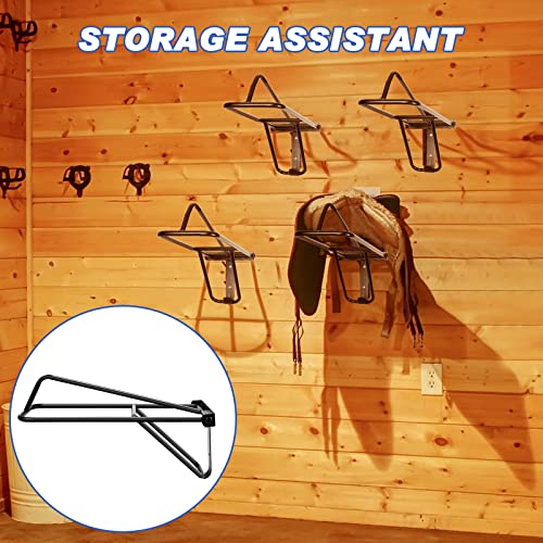 Dunzy 2 Pieces Portable Folding Saddle Rack Collapsible Saddle Storage Rack, Wall Mount Black Stand for Horse Trailer Western Saddles Horses Blanket Stall (Classic Style)