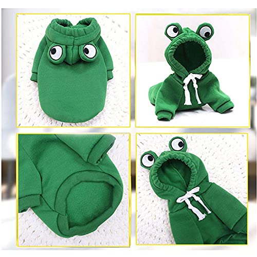 Dog Hoodie Basic Sweater Coat Cute - Frog Shape Warm Jacket Pet Cold Weather Clothes Outfit Outerwear for Cats Puppy Small Medium Dogs（XL） - color: Green Frog, size: X-Large