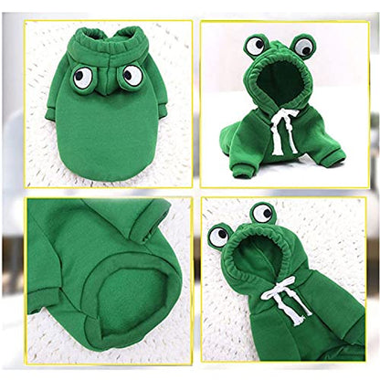 Dog Hoodie Basic Sweater Coat Cute - Frog Shape Warm Jacket Pet Cold Weather Clothes Outfit Outerwear for Cats Puppy Small Medium Dogs（XL） - color: Green Frog, size: X-Large