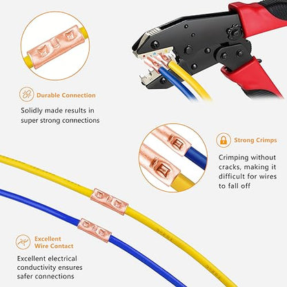 SVAAR 40 PCS 8 AWG Non-Insulated Butt Connectors Crimp Repair Butt Splices Kit, Uninsulated Butt Splice Connectors for 8 Gauge Wire, Bare Copper Seamless Barrel Heavy Duty Crimp Butt Splice Terminals - color: Bare Pure Copper