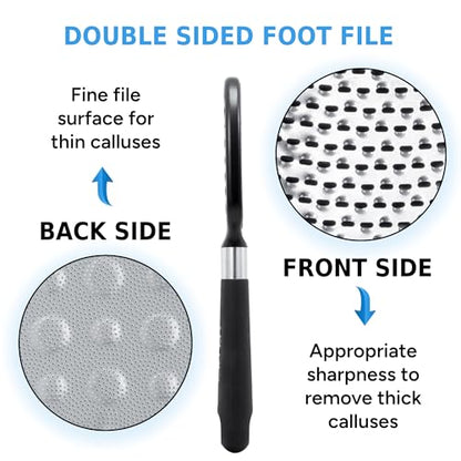 Rikans Foot File Foot Rasp Callus Remover Dead Skin Remover Double Sided Foot Scrubber Foot Care Pedicure Tool to Remove Hard Skin Can Be Used Wet or Dry Skin High Grade Stainless Steel File