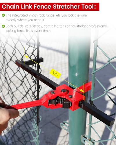 Chain Link Fence Stretcher Tool, Heavy Duty Chain Link Fence Puller for Woven Wire Fence, 3″–12″ Tension Range, with 5° Tilted Base & Hooked Groove, for Fixing Fences on Farms, Garden Barriers