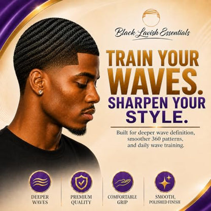 360 Wave Brush, Build Deeper Waves, Soft & Hard Boar Bristle Curved Brushes BLACK LAVISH ESSENTIALS Hard Bristle (Medium-Hard Brush, Purple) - color: Purple, size: Medium-Hard