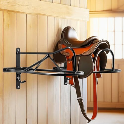 VEVOR Wall Mount Saddle Rack, 27.3 x 16.3 x 12.5 in, 8 Packs Horse Saddle Rack with Pad Bar, Portable Saddle Stand for English & Western Saddle, Horse Tack Storage for Equestrian Garden, Black - style: Wall Mounted Saddle Stand-8 Pcs