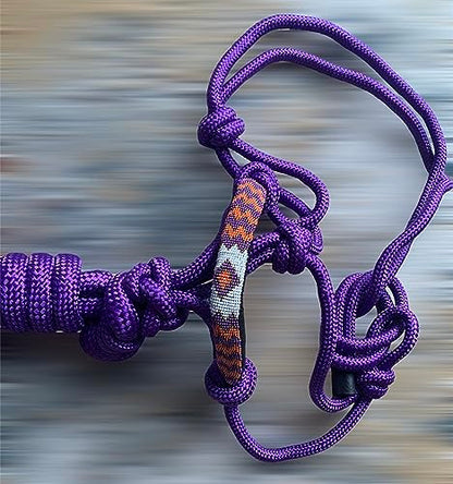 Majestic Ally Padded Beaded Nose Braided Rope Halter with 10' Matching Lead - Purple Full - color: Purple