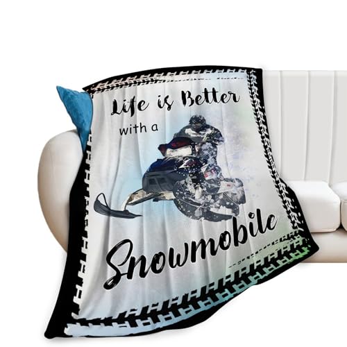 Snowmobile Decor Gifts - Flannel Fleece Fuzzy Throw Blanket, Soft Warm Cozy Plush Sport Blanket for Bed Couch Living Room, Stuffed Decoration for Kids Adult, 60"x50" - color: Snowmobile, size: 60"x50"