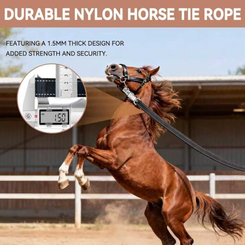 4 Pack Heavy-Duty Cross Ties for Horse - Adjustable Nylon Cross Ties with Panic Snap and Bull Snap (56.5"-98.4"), All-in-One Set with 4 Pack Tie Rings & 16 Matching Screws. (4 Pack-B) - color: 4 PACK-B