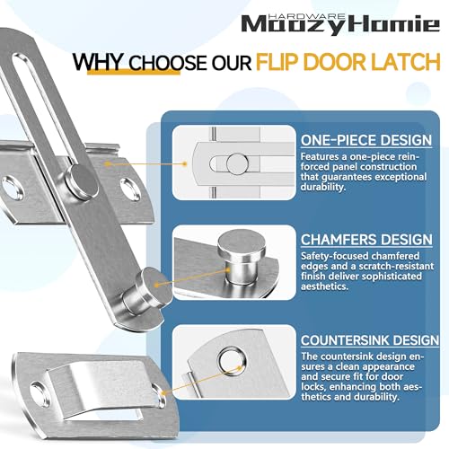 4 Inch Flip Latch Gate Latches, 180 Degree Flip Barn Door Lock Latch, Heavy Duty SUS304 Stainless Steel Flip Sliding Latch, Bolt Buckle Lock for Barn Sliding Doors, Brushed Nickel, 2 Pack - color: Brushed Nickel