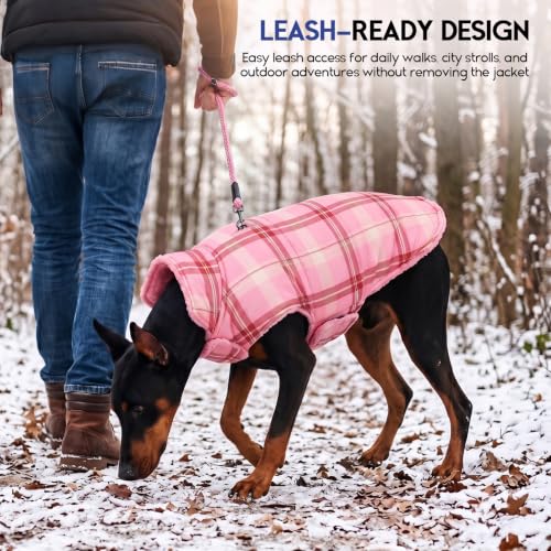ASENKU Dog Winter Coat, Reversible Dog Jacket for Small Medium Large Dogs - color: Light PInk, size: X-Small