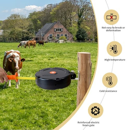 Electric Fence Gate Handle, Built in 20mm Electric Fence Poly Tapes | Retractable Electric Fence Door Handle Length 18m, Gate Connector - size: Tape Gate Handle - 18M