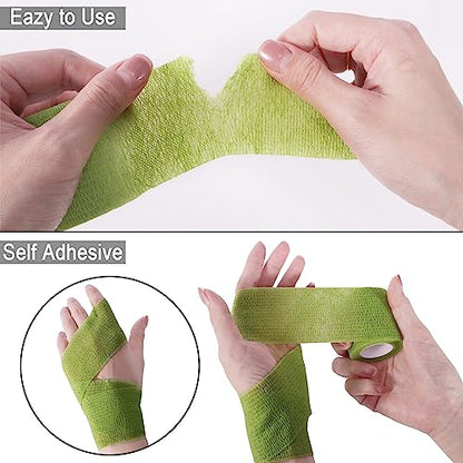 48 Pack 2” x 5 Yards Self Adhesive Bandage Wrap Athletic Elastic Breathable Cohesive Bandage Wrap Rolls for Stretch, Sports, First Aid, Wrist, Ankle Sprains, Swelling, Vet Wrap - color: Multi-color