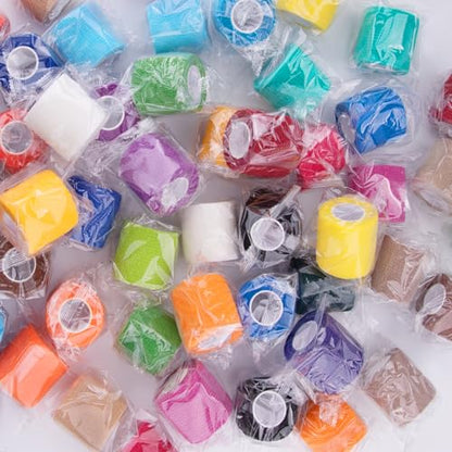 BQTQ 50 Rolls Self Adhesive Bandage Wrap 2 inch Self Adherent Tape(Rainbow) - color: Rich Color, size: 2 Inch