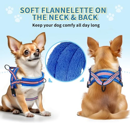 SlowTon No Pull Small Dog Harness and Leash Set with Front Clip | Soft Padded, Neck & Chest Adjustable, Lightweight, Anti-Twist, Puppy Vest Harness Pet Lead Combo for Small Medium Dog DBL XXS - color: Dark Blue, size: XX-Small