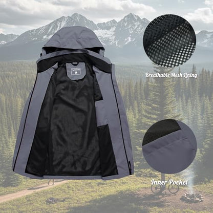 Men's Waterproof Shell Jacket, Lightweight Windbreaker Raincoat, Outdoor Trench Coat - color: Gray, size: X-Large