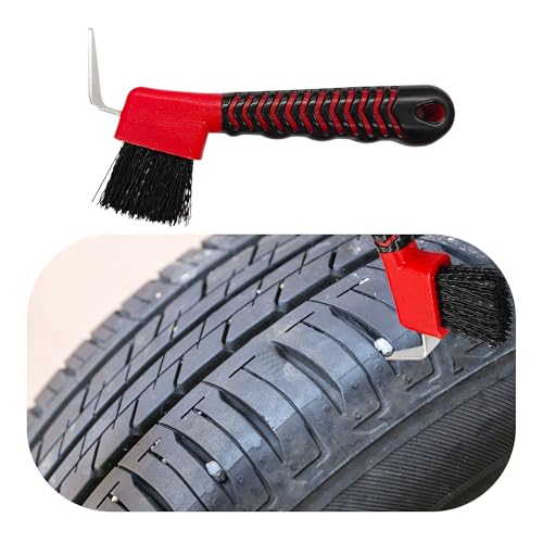 Red Horse Hoof Pick Brush, Soft Grip Handle with Stiff Bristles for Effective Hoof Cleaning Portable Grooming Tool - color: Red