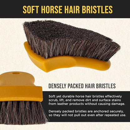 Dura-Gold Long Bristle Horse Hair Leather Cleaning Brush - Scrub Clean Car