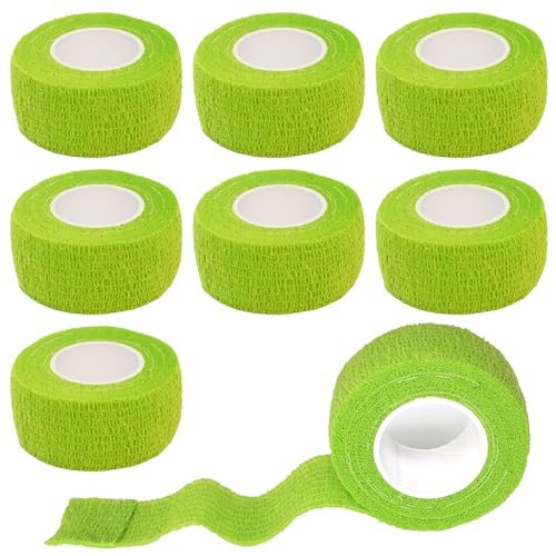 8 Pack 1 in x 5 Yards Cohesive Wrap Self Adhesive Bandage Wrap Elastic Self Adherent Bandage Self Stick Vet Tape for Athletic, Wrist, Ankle, Knees, Pets (Grass Green) - color: Grass Green, size: 1 Inch