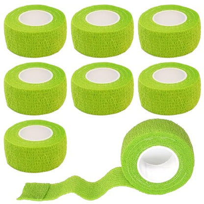 8 Pack 1 in x 5 Yards Cohesive Wrap Self Adhesive Bandage Wrap Elastic Self Adherent Bandage Self Stick Vet Tape for Athletic, Wrist, Ankle, Knees, Pets (Grass Green) - color: Grass Green, size: 1 Inch