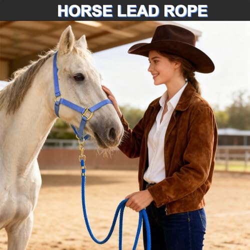 5/8" x 8' Nylon Horse Lead Rope (Royal Blue) - color: Royal Blue