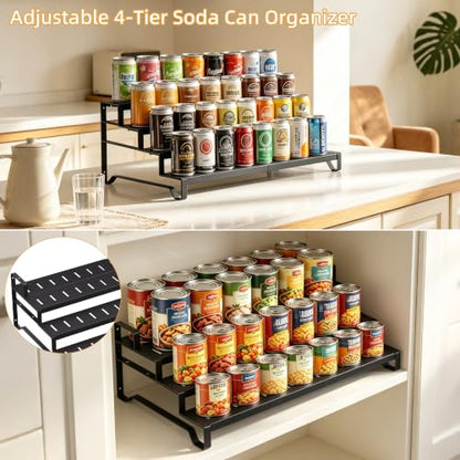Expandable Can Organizer for Pantry, 4 Tier Metal Canned Food Storage - size: 4tier*1pack