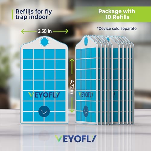 VEYOFLY Official Refill Fruit Fly Traps Indoor, Gnat Trap | 10-Pack - color: White, size: 10 Refills