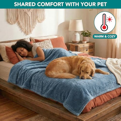 Fluffy Fluffy Sherpa Waterproof Dog Blanket for Large Pet Cat, 40x60 Blue - color: Dusty Blue, size: Large (40x60)