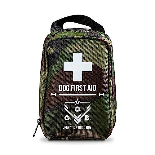 Operation Good Boy Tactical Pet First Aid Kit - Essential Supplies for Canine Mishaps - Lightweight, Waterproof Nylon Tote with Antiseptic Wipes, Antibiotic Ointment, Dressing, and Gauze