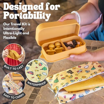 Baby Travel Feeding Set with Silicone Suction Plates, Yellow Small - color: Yellow