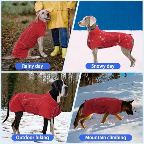 MIGOHI Dog Winter Jacket,Dog Coat Waterproof,4XL Winter Snow Coat with Fleece Lining for Large Dogs Boys Girls,Snowproof Pet Jacket,Great Dane,Mastiff,Red - color: Red, size: XXXX-Large