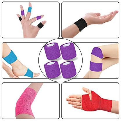 8 Pack 2 in x 5 Yards Cohesive Wrap Self Adhesive Bandage Wrap Elastic Self Adherent Wrap Self Stick Vet Tape for Athletic, Wrist, Ankle, Knees, Pets (Dark Purple) - color: Dark Purple, size: 2 Inch