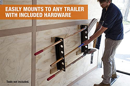 Buyers Products LT37 Hand Tool Rack for Enclosed Landscaping Truck Trailers & Garage or Shed Walls Holds 6 Tools, Heavy Duty Steel, Made In the USA, Lawn Care Equipment, Landscape Tools