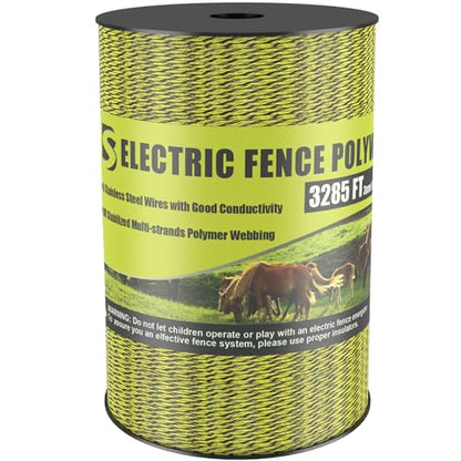 BESTEEL Electric Fence Poly Wire Electric Fencing Polywires 3285 Feet 1000M - size: 3285 Feet