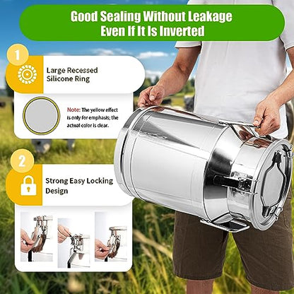 Stainless Steel Milk Can Wine Pail Bucket Milk Can Tote Jug Sealed (30L) - size: 30L