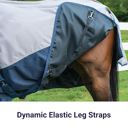 Horse Turnout Rain Sheet | 600 Denier Ripstop Turnout Blanket No Fill (0g) | Waterproof Lightweight Breathable | Tear-Resistant Outer & Rub-Free Silky Inner | Grey/Navy - 74 in - color: Grey/Navy, size: 74