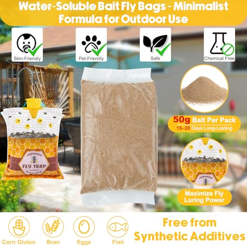 Large Hanging Fly Traps Outdoor with Dissolvable Bait Refills-6 Pack - size: 6 Packs
