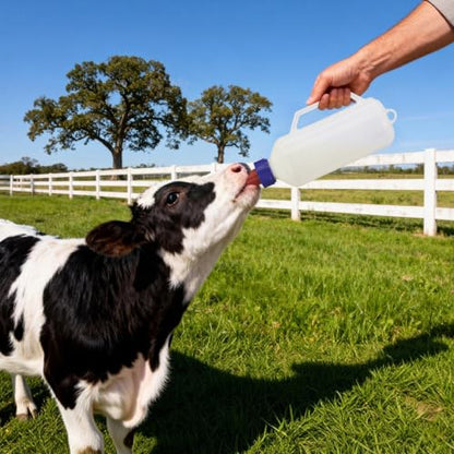 1L Calf Milk Feeder Bottle with 2 Replacement Nipples Handle Hanging Bottle