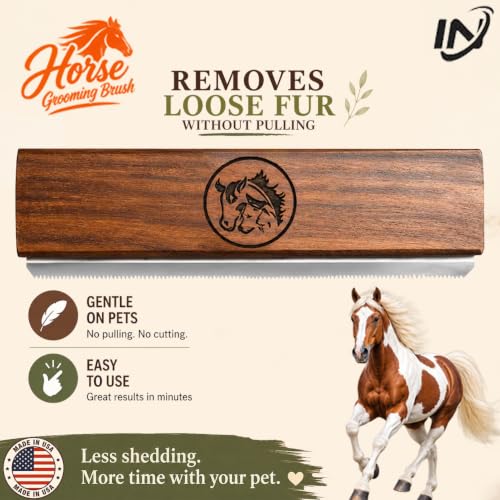 I.N 8-Inch Desheding Brush for Dog & Horses Remove loose Hair & Undercoat Deshedding Tools for Large Dogs, Horses, Ponies,& Cows Pet Grooming Brush - size: 8 Inch
