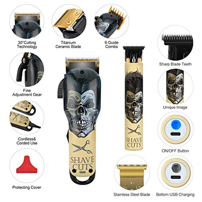 BESTBOMG® Professional Hair Clippers for Men, Clipper & Trimmer Set, Yellow - color: Yellow