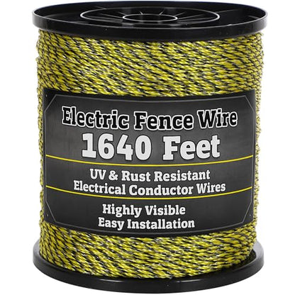 Electric Fence Wire Hot Wire Fence Electric Fencing 500 Meters (1640 Feet) | Houseables Livestock Fencing, Electrical Polywire Rope for Chicken, Agricultural, Goat, Garden, Dogs, Horse, Pig, Poly - size: 500 Meters (1,640 Feet)