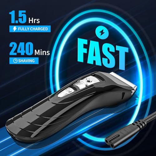 HAUSBELL Hair Clippers Cordless - Powerful Quiet Trimmer for Kids & Family | Powerful motor cuts all hair. Pre-installed blade – charge 2H, press ON. IPX7 washable. 4H battery. For kids, adults, pets
