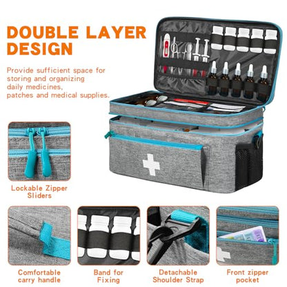 Boczif First Aid Bag Empty, Emergency Kit Bag(Grey with shoulder strap) - color: Grey with shoulder strap