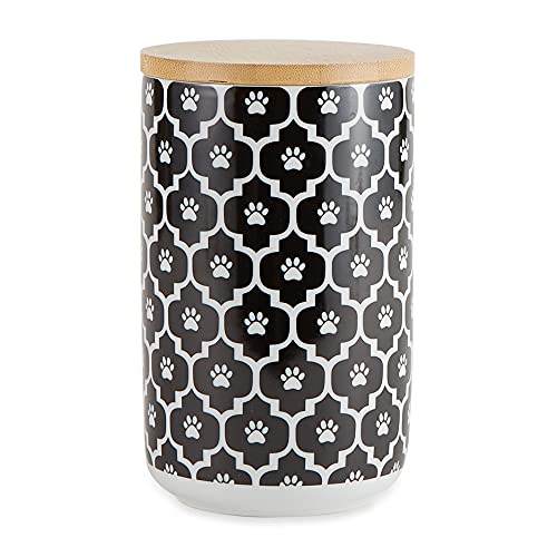 Bone Dry Lattice Collection Pet Bowl & Canister, Treat Canister, 4x6.5 inches, Black - color: Black, size: Treat Canister, 4 x 6.5 in (Pack of 1)