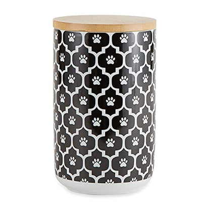 Bone Dry Lattice Collection Pet Bowl & Canister, Treat Canister, 4x6.5 inches, Black - color: Black, size: Treat Canister, 4 x 6.5 in (Pack of 1)