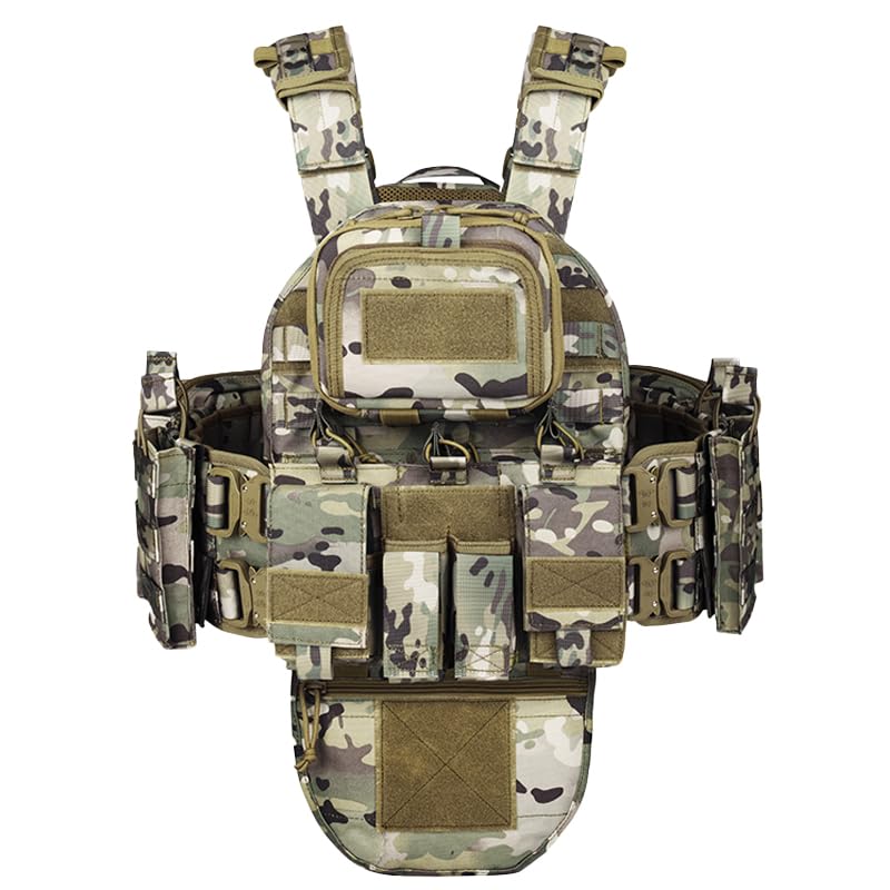 YAKEDA Tactical Training Vest with PALS System - Multi-Pocket Adjustable Straps Quick-Release Buckle for Hunting - color: Camouflage