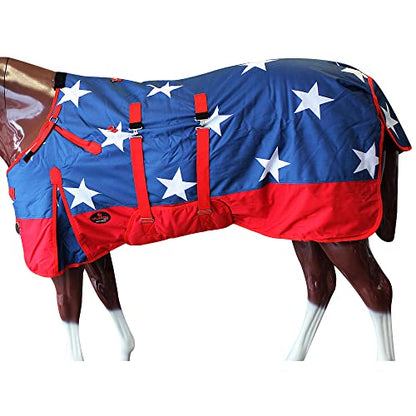 American Flag 72 in HILASON 1200D Winter Waterproof Poly Horse Turnout Blanket Belly Wrap - color: American Flag, size: 72 In