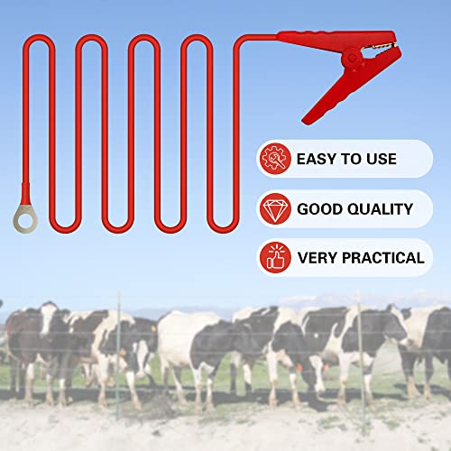 Electric Fence Clips, Hyhpsjiee 2pcs Electric Fence Charger Electric Fence Connectors Electric Fence Leads Electric Fence Wire Connect with Crocodile Clip 1M.(Black+Red)