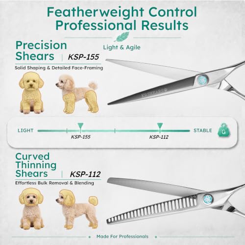 7" Dog Grooming Scissors Set – VG10 Straight & 70% Chunker Shears | Premium VG10 Japanese Steel, Scissors for Dogs & Cats, Razor-Sharp Precision, Lightweight Ergonomic Design - size: 7" Set