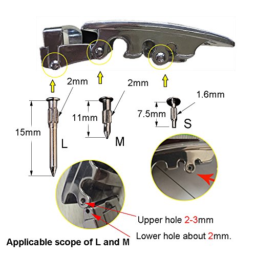 Belt Buckle Pins,Edge Rivet,Screws for Repair Men Sliding Automatic Buckle Accessories Set of 12 Pieces - color: Black